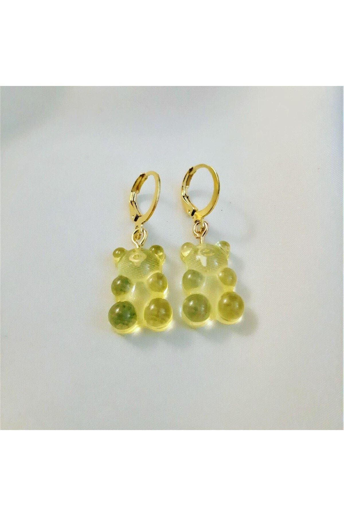 TÜKKAN ACCESSORİES Kadın Sevimli Ayıcık Sarı Jelibon Küpe