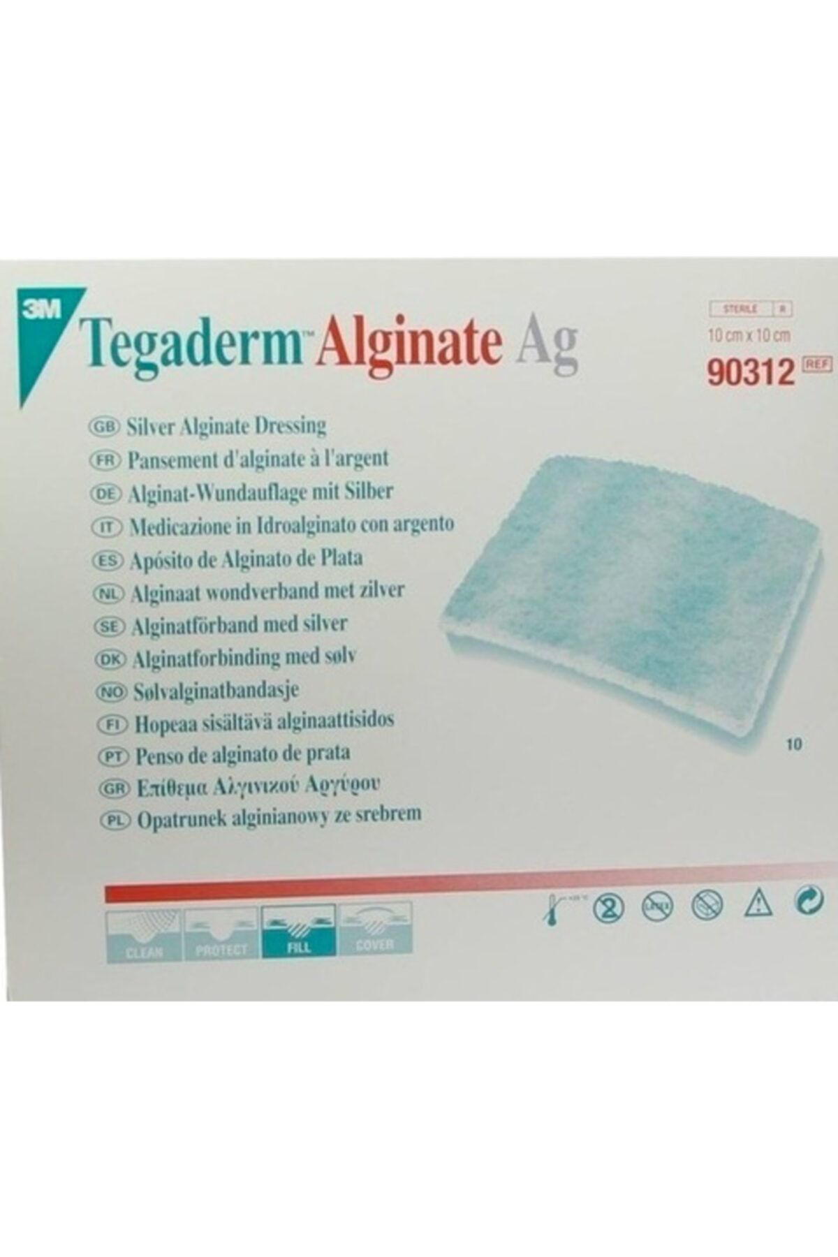 3M (10adet) Tegaderm 90312 Alginate Ag Gümüşlü Yara Örtüsü 10cm X 10cm Antimikrobiyel