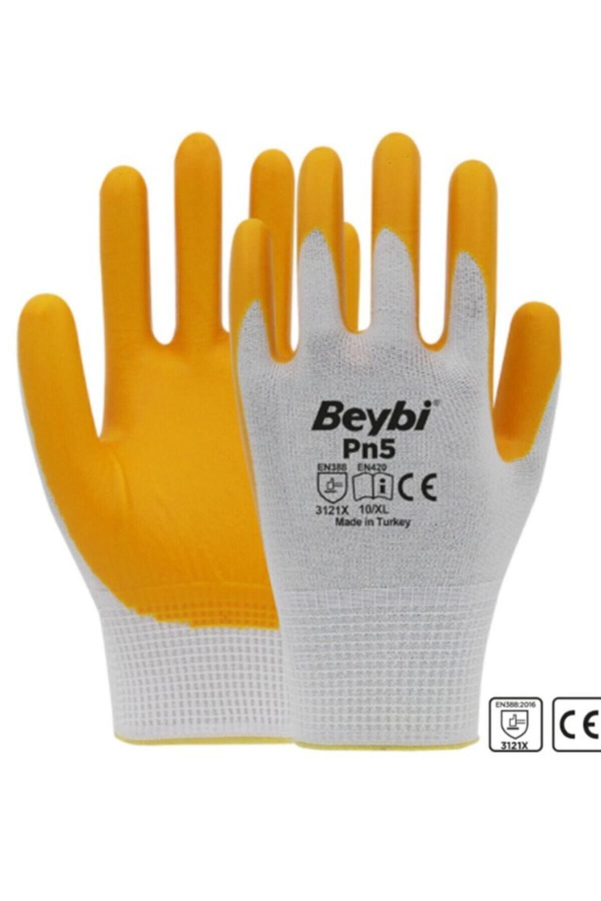pazarshops Pn5 Nitril Eldiven Sarı Inşaat Eldiveni Iş Eldiveni No: 10 5 Çift