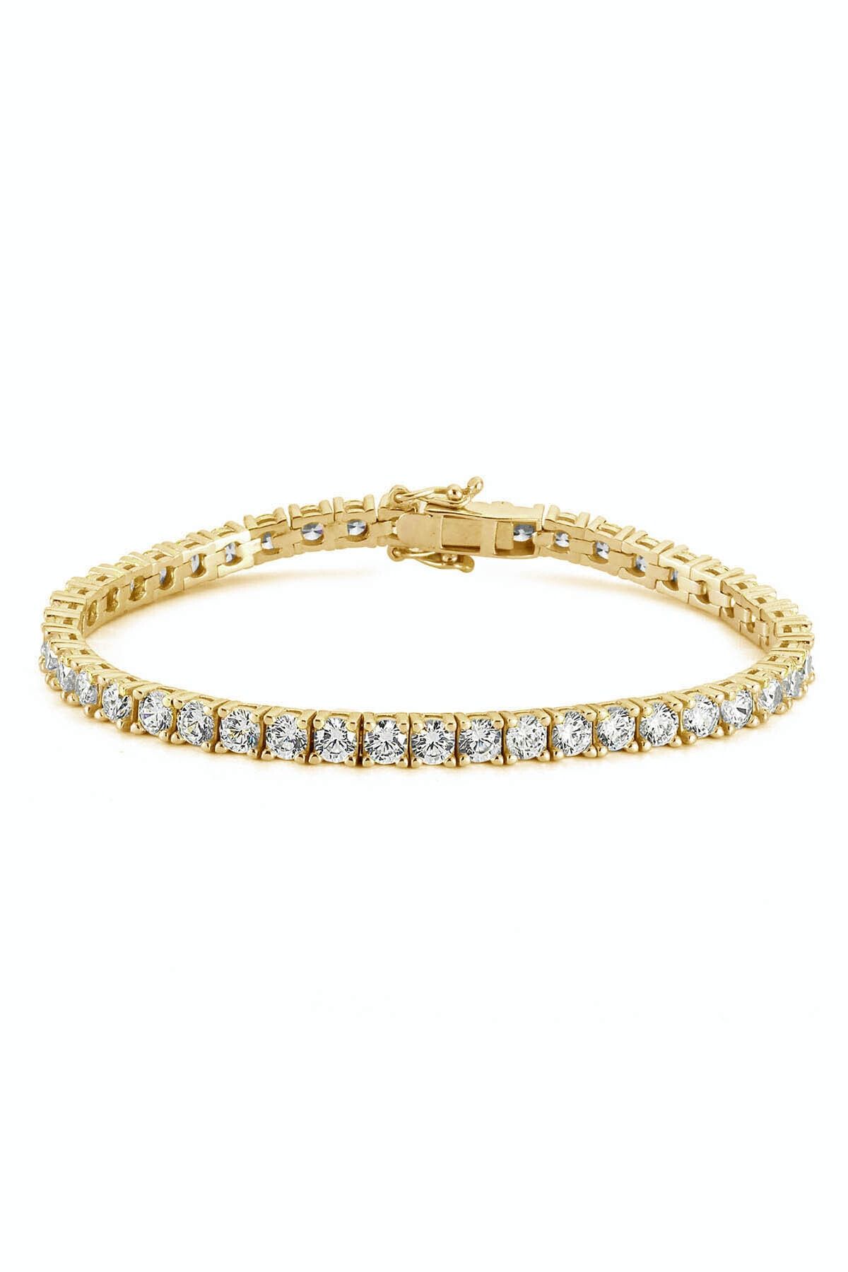 Valori Jewels Diamond Montür, 7.1 Karat Swarovski Zirkon Taşlı, Altın Rengi Gümüş Su Yolu Bileklik