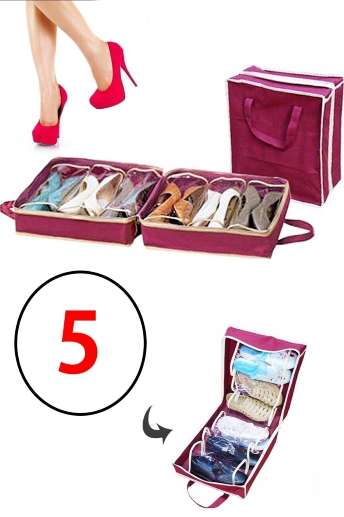 ulbay home collection 5 Adet Ayakkabı Saklama Ve Taşıma Hurcu Shoe