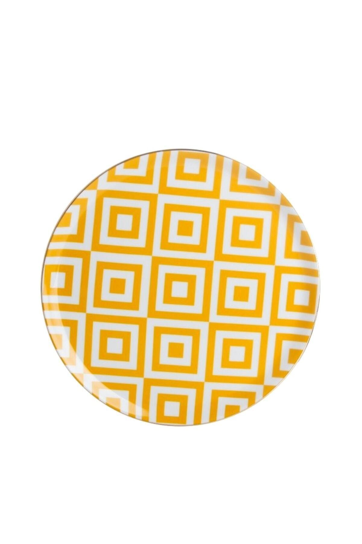 Porland Morocco Desen Sarı Düz Tabak 28cm