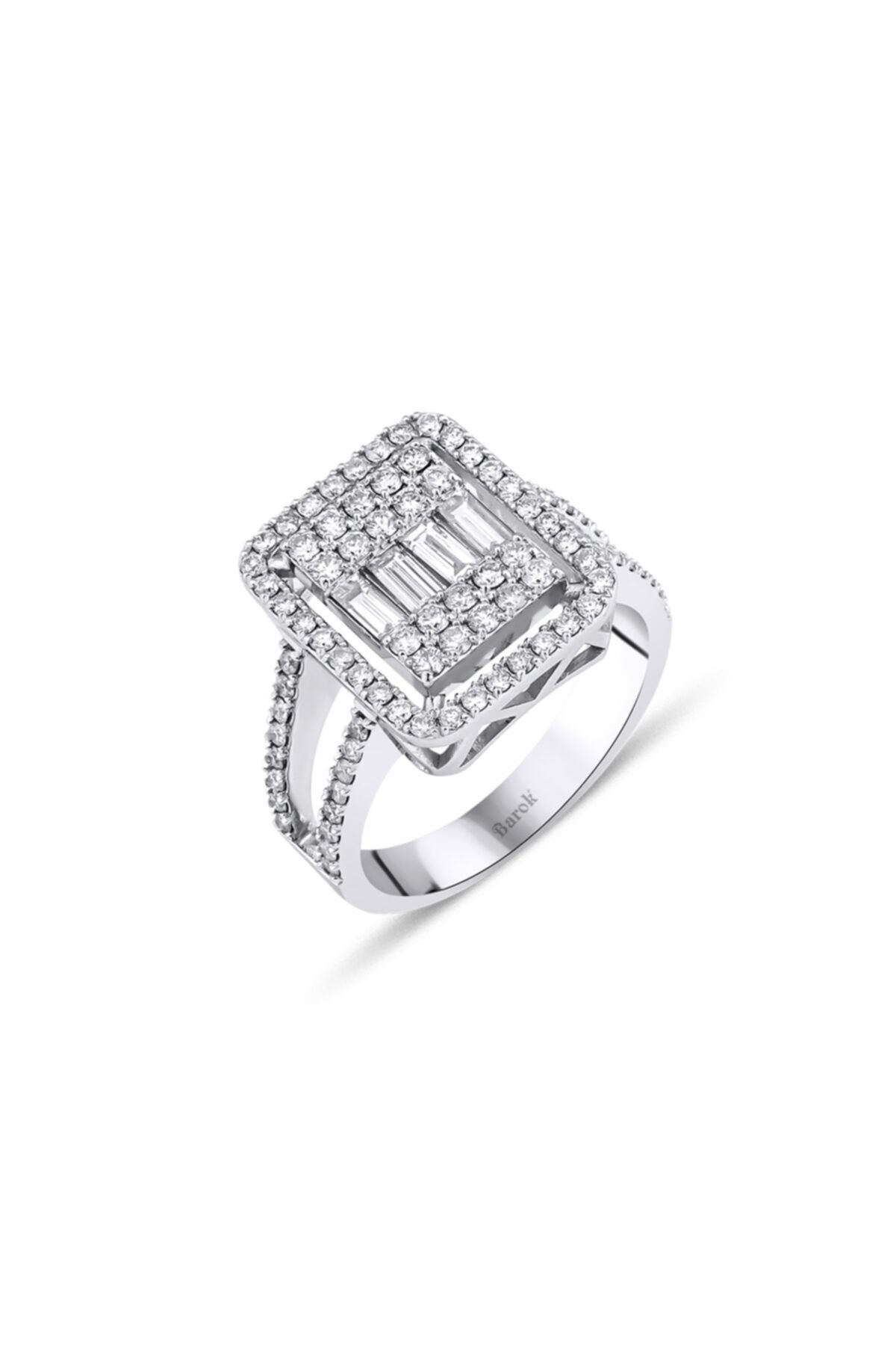 Barok Diamond Baget Pırlanta Yüzük 1.17 Ct F Vs 14k