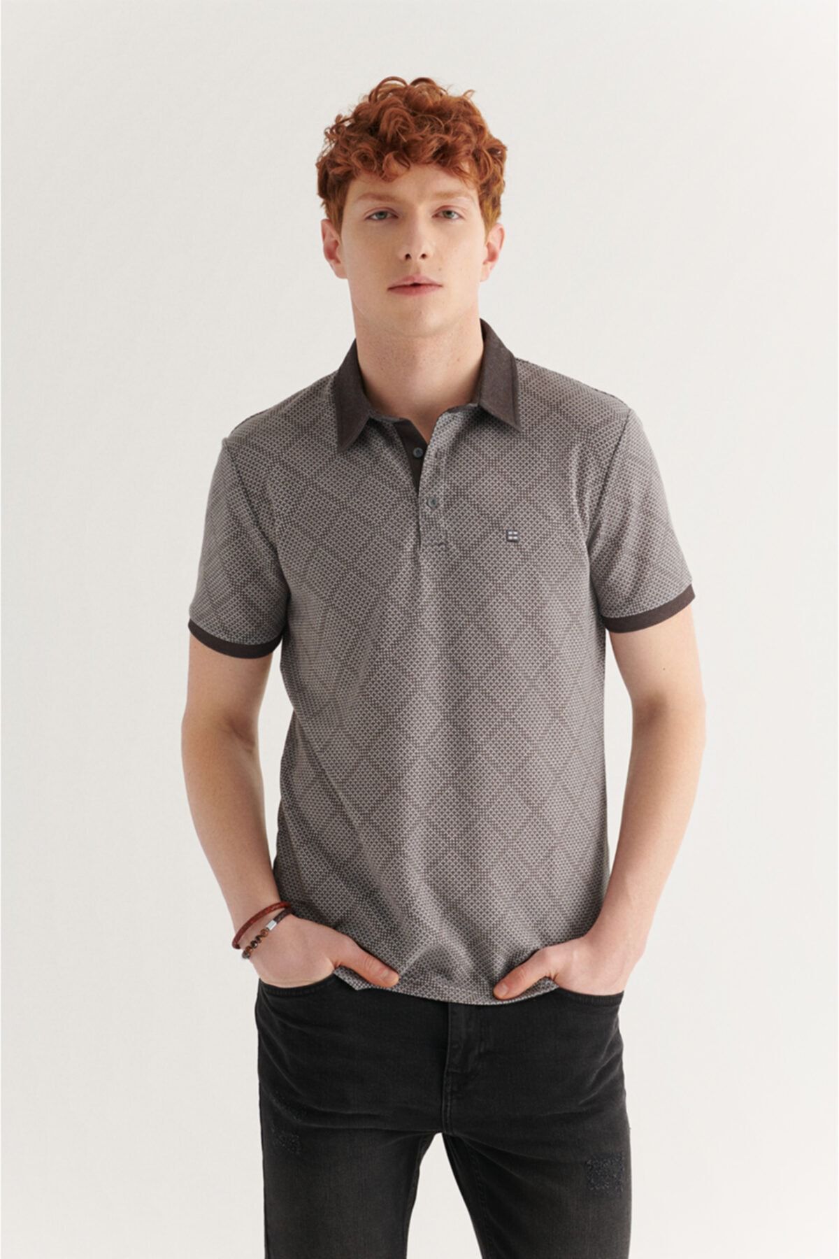 Avva Erkek Antrasit Polo Yaka Jakarlı T-shirt A11y1136