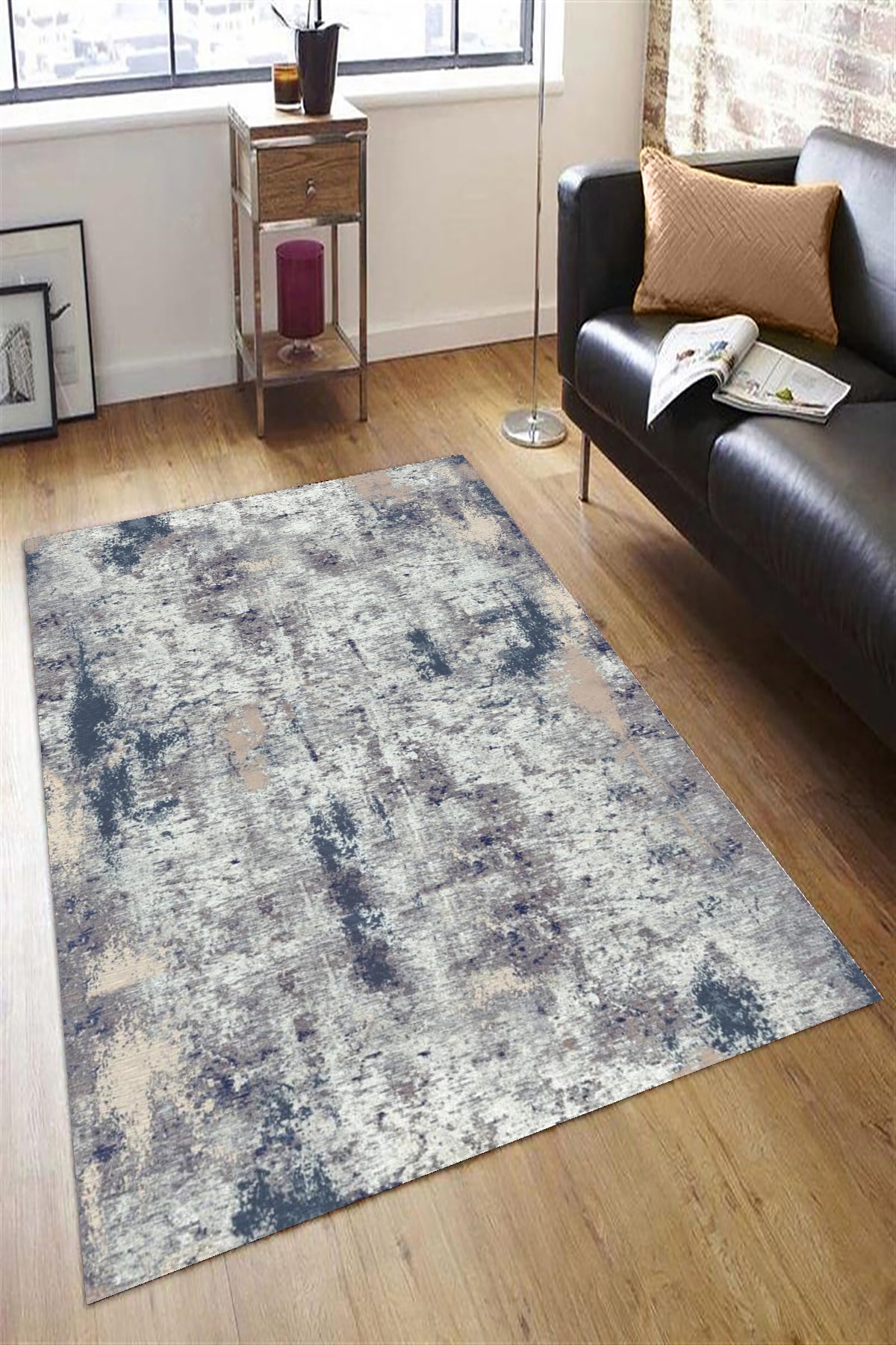 Mutlu Çeyiz Süngerli Lastikli Kaymaz Yıkanabilir Dijital Baskılı Halı Örtüsü Mc21