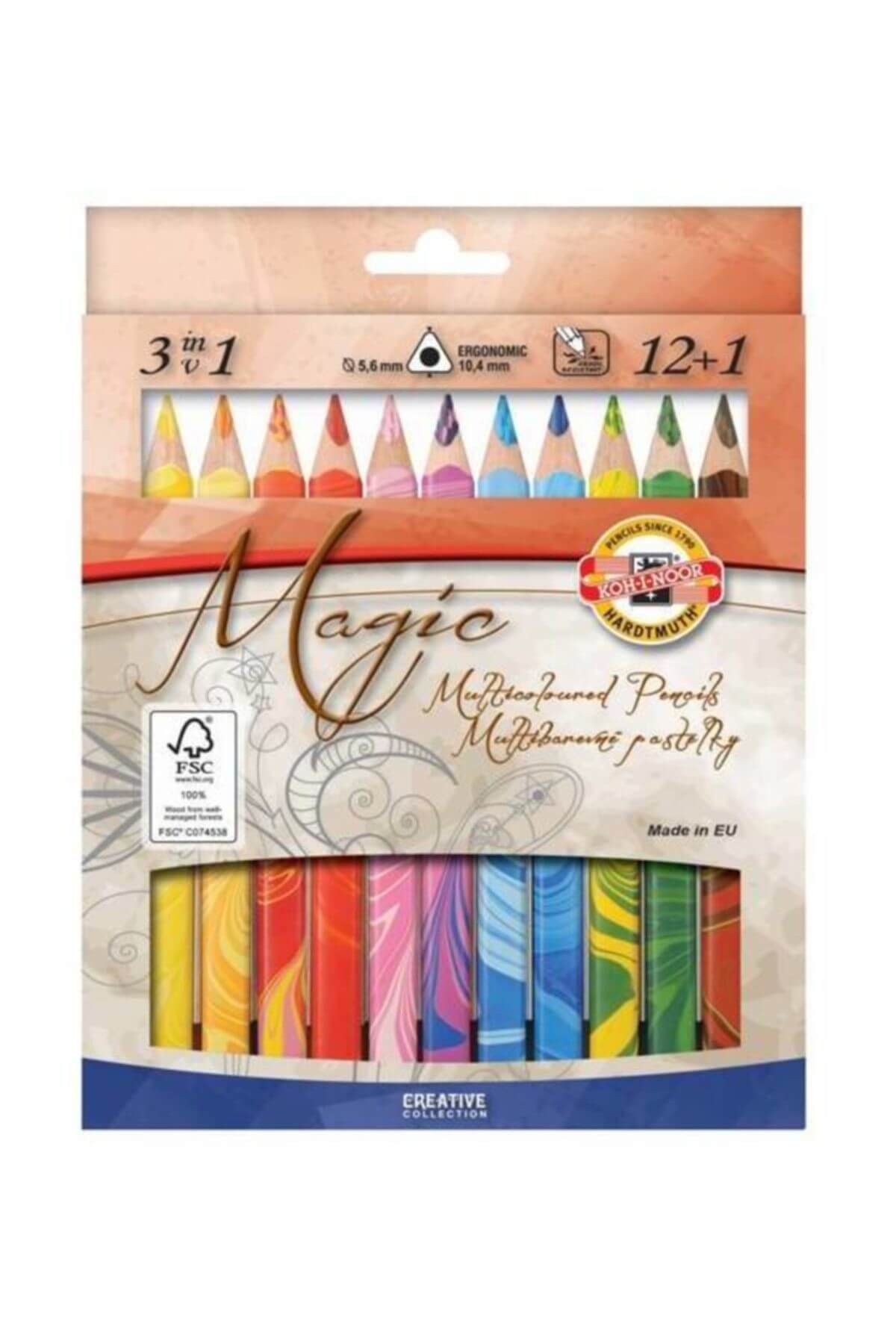 koh i noor magic multicolour karisik renkli 3in1 kalin kuru boya kalemi 12 1 renk fiyati yorumlari trendyol