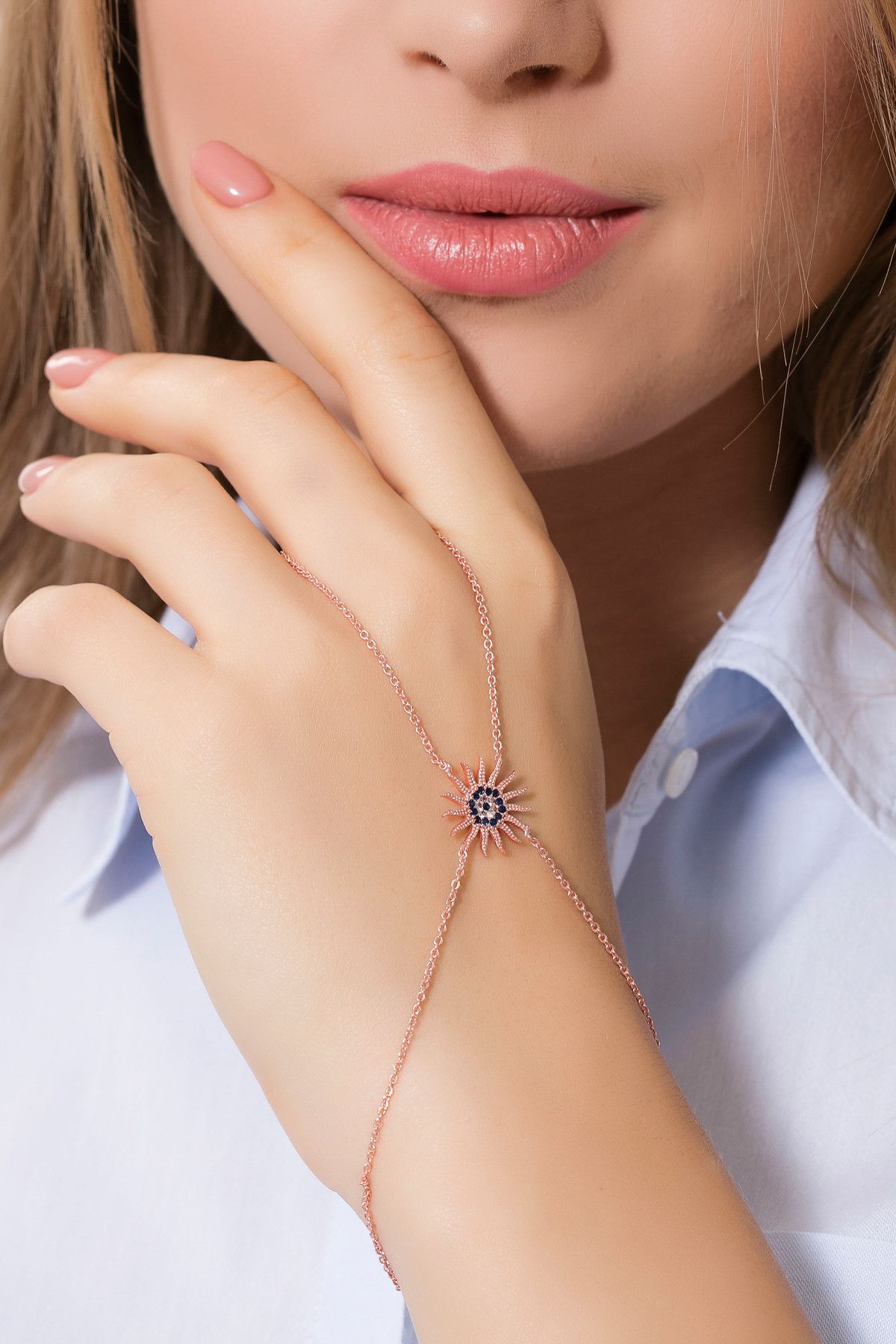 Modex Kadın Güneş Figürlü Zirkon Taşlı Rose Şahmeran Sm9988