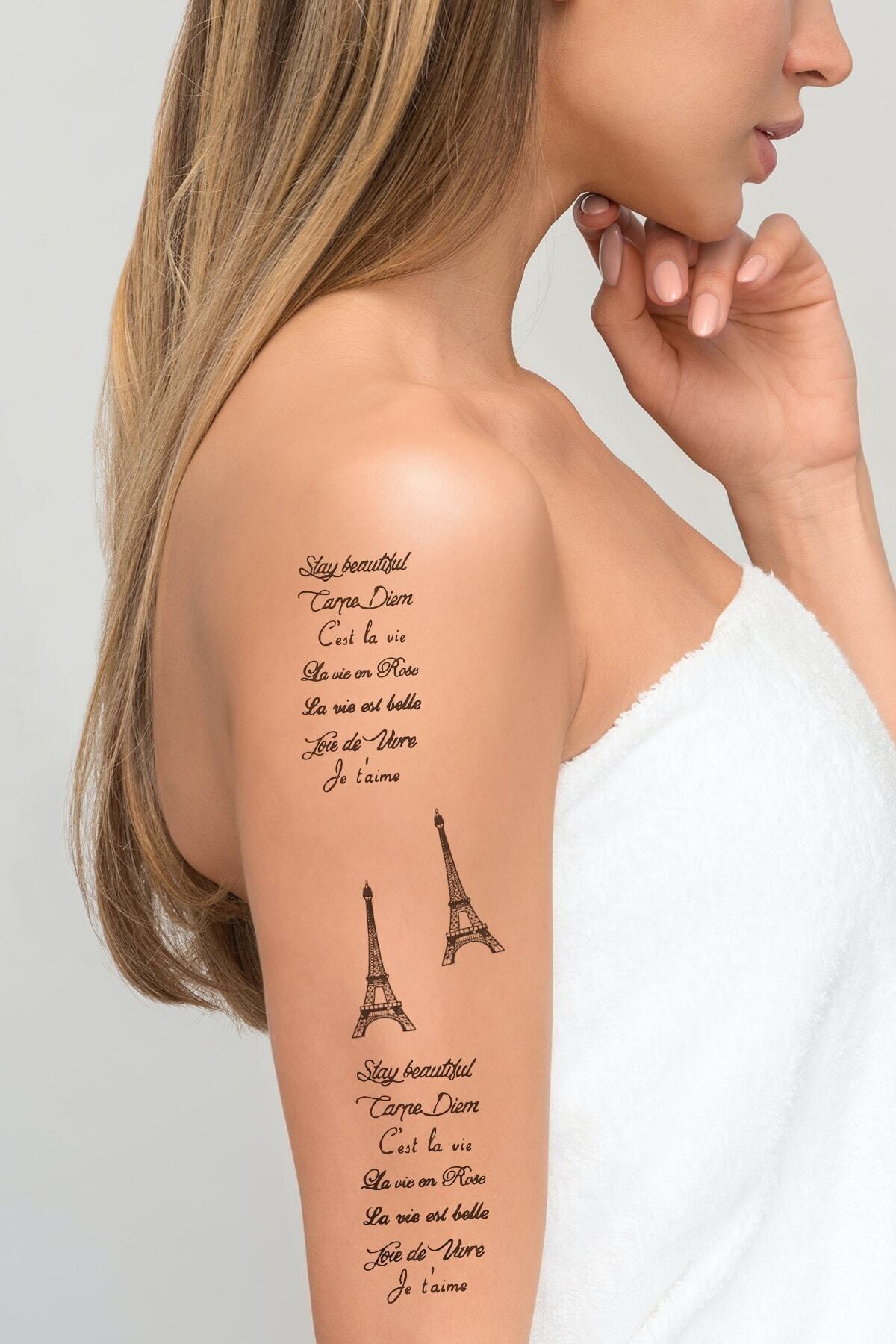 BP Tattoo Eyfel Kulesi Yazılı Geçici Dövme