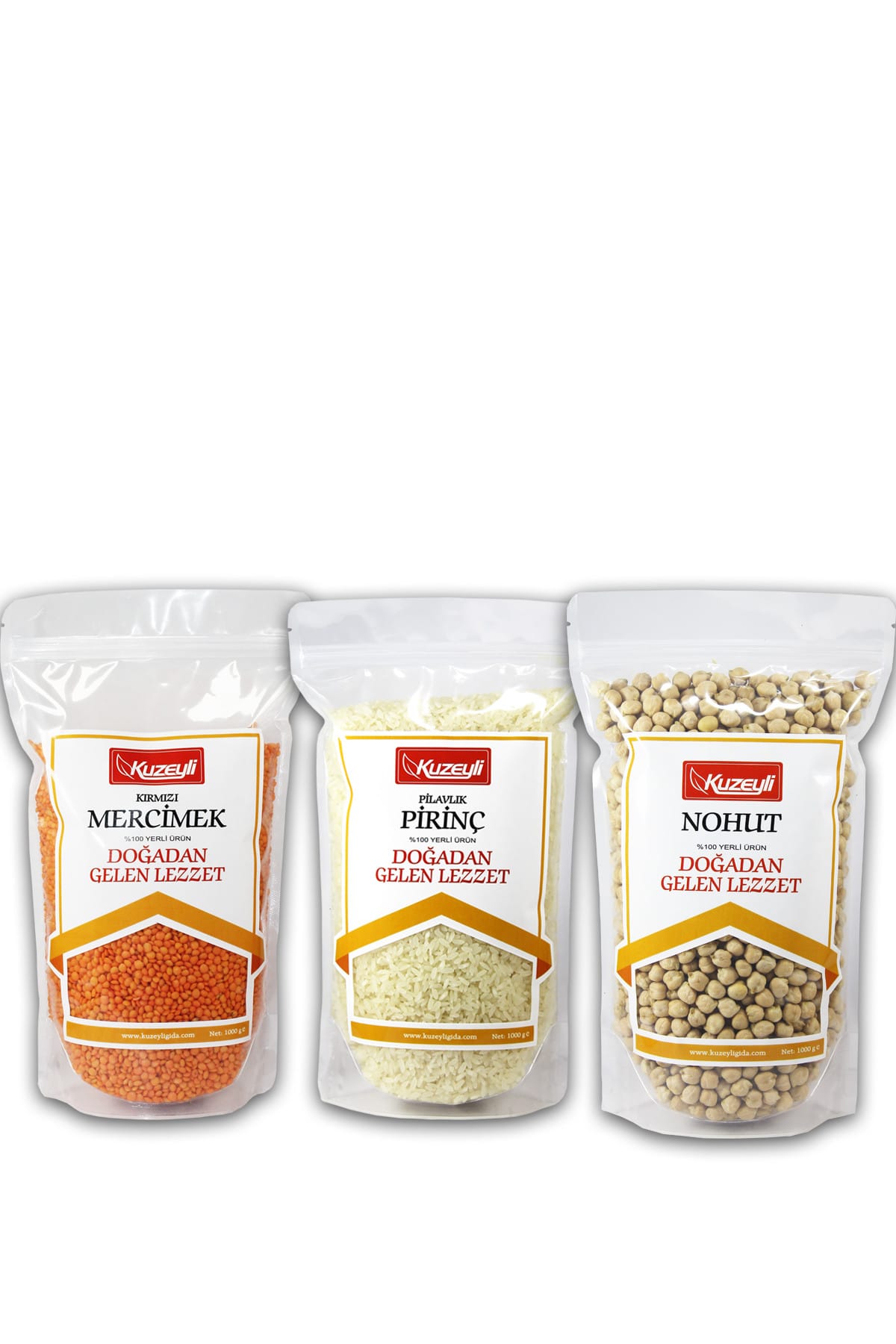 Kuzeyli Gıda Muhteşem 3'lü 2 - 1 kg Pirinç (yerli)  1 kg Nohut (yerli) 1 kg Kırmızı Mercimek (yerli)
