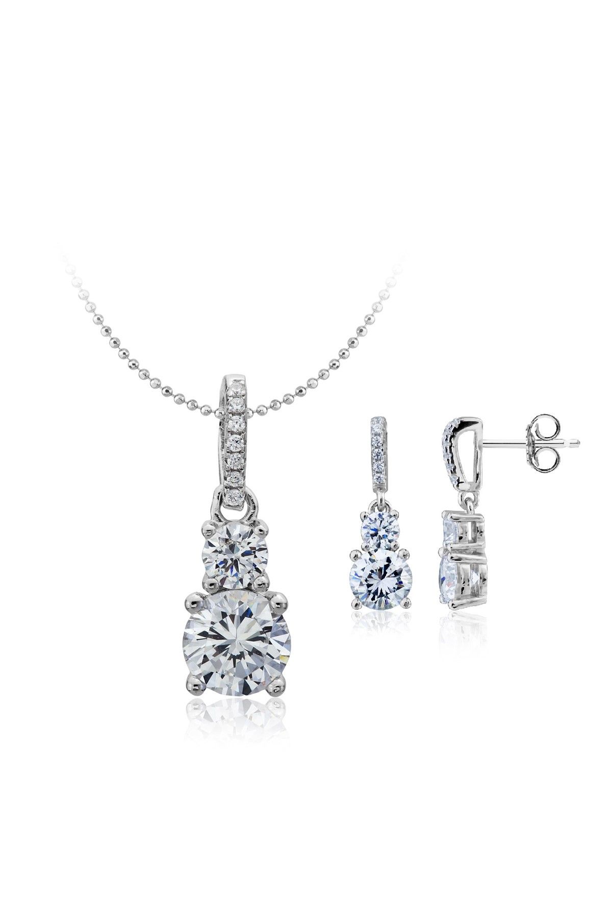Carat Laboratories Kadın 3,29 Carat Kolye Küpe Set CS20380