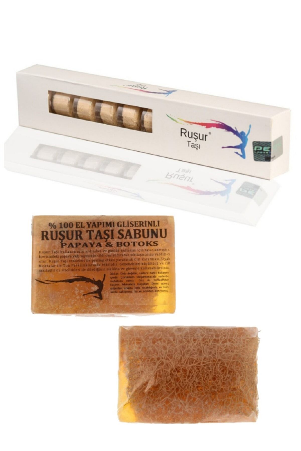 Ruşur Sefidab 1 Kutu Ruşur Taşı Ve Ruşur Taşı Sabunu Papaya Özlü Lifli %100 El Yapımı S.b. Onaylı