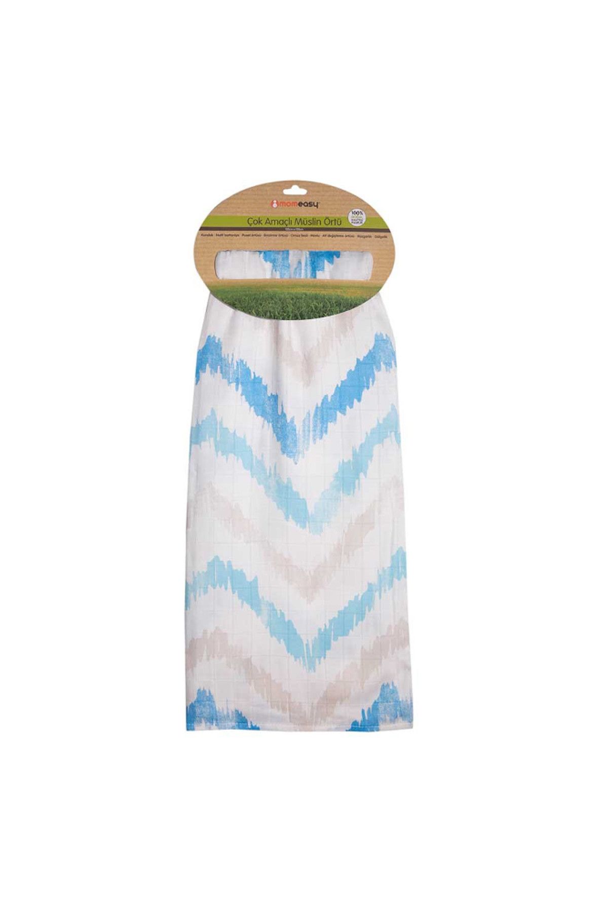 Momeasy Bambu Müslin Örtü 100X120 Cm Mavi