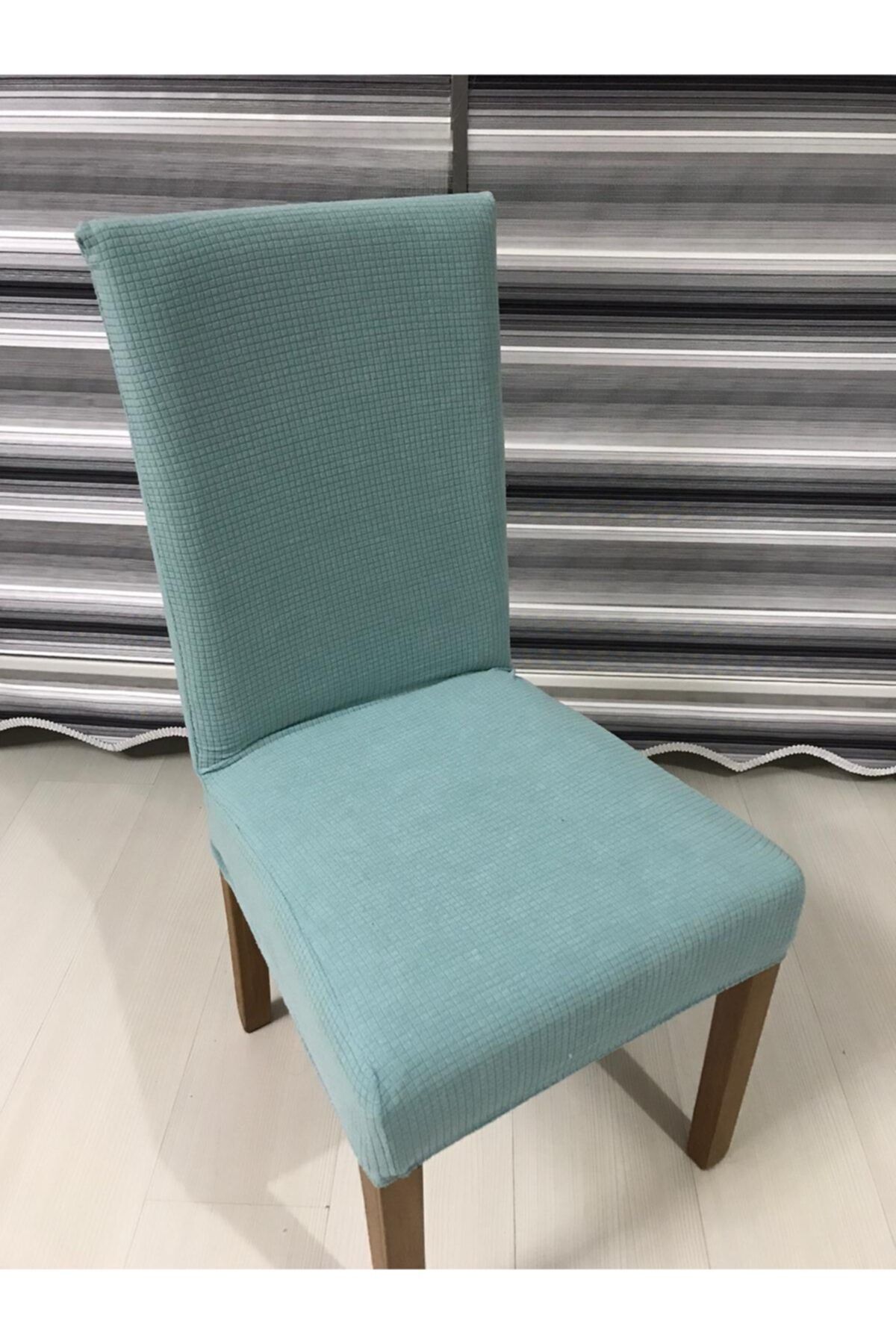Hilal Home piti kare mavi 6'lı sandalye kılıfı