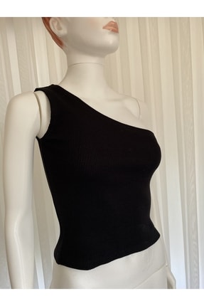 Tek Omuz Fitilli Kaşkorse Crop Atlet Image 0
