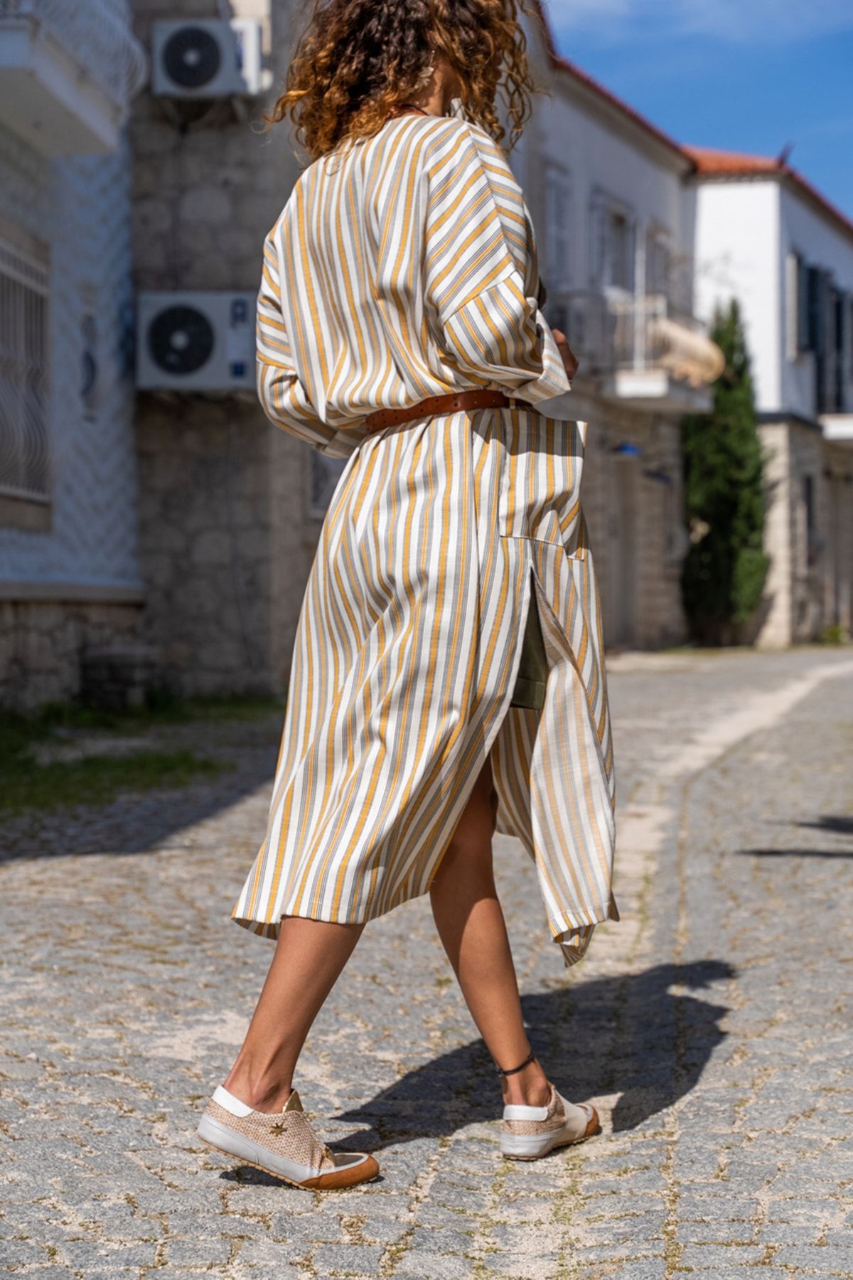 Striped kimono dress sales