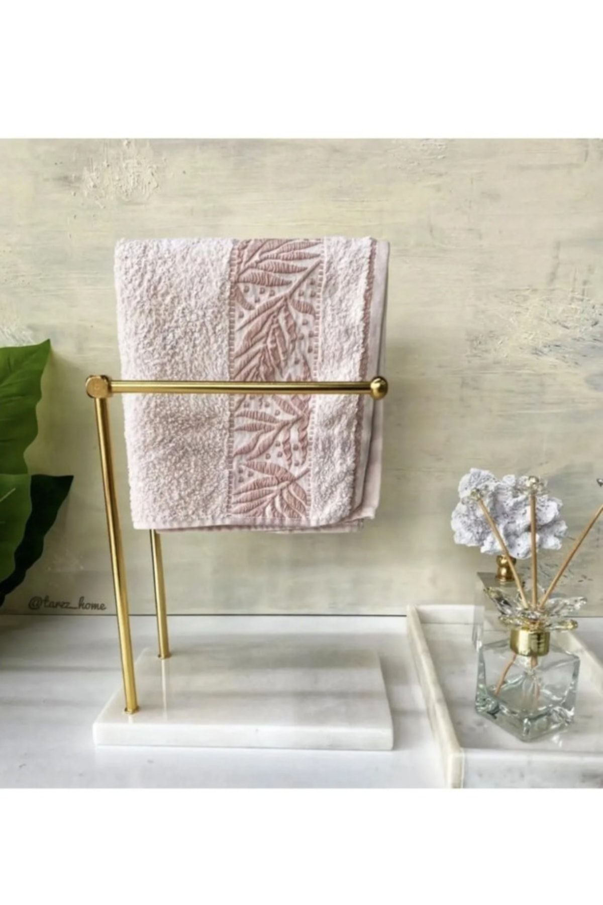 Housess Natural Marble Towel Holder with Double Hand Towel Holder