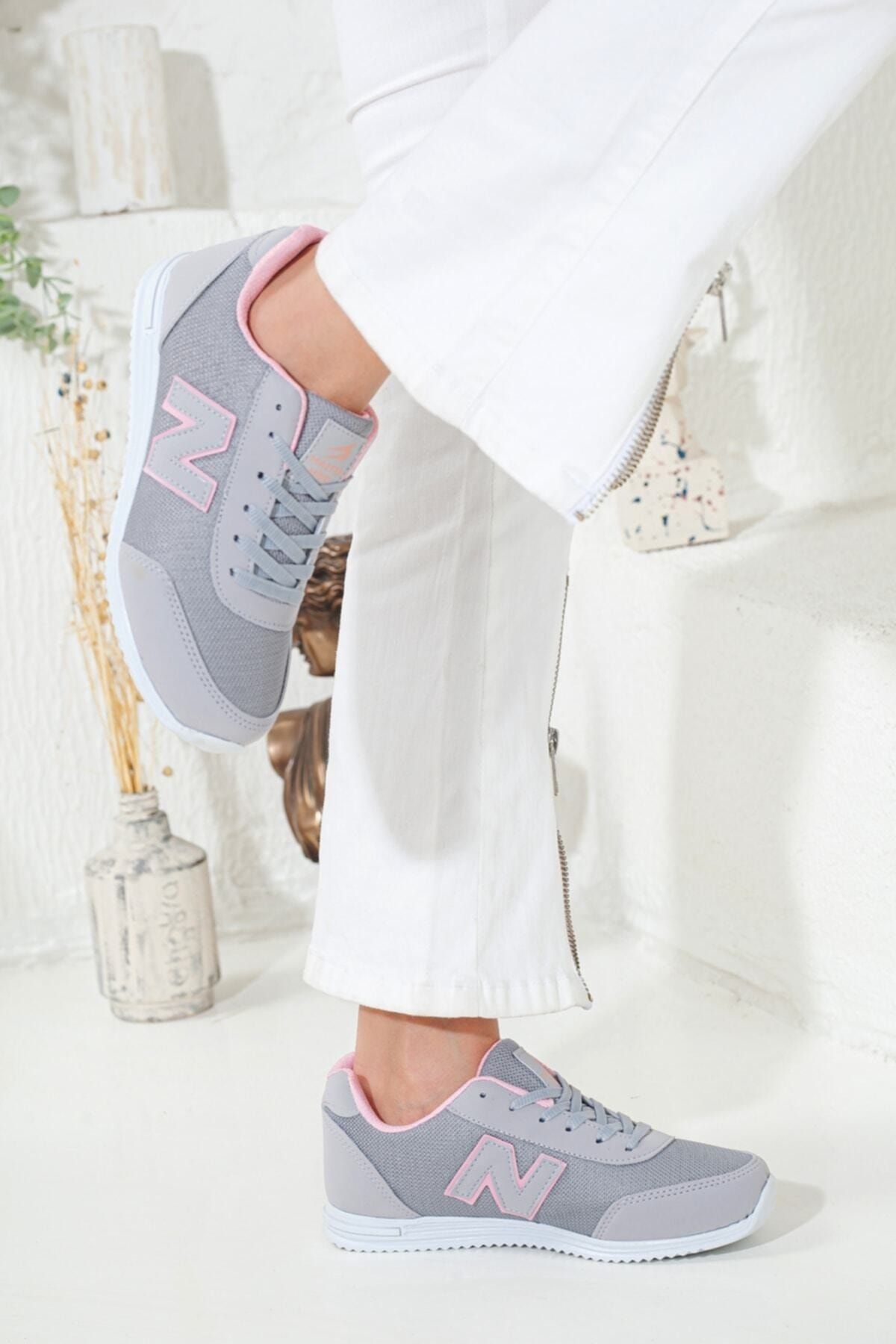 Rona Gifts Women s Gray Daily Lace up Flat Comfortable Sole Style