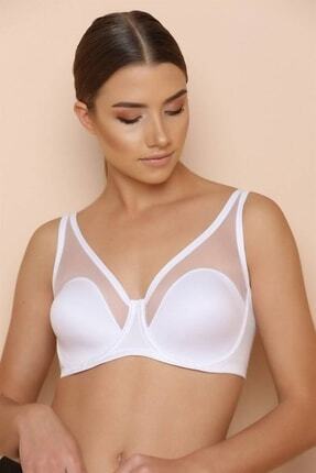 Tül Kaplı Soft Cup Sütyen - 9200 Beyaz Image 0