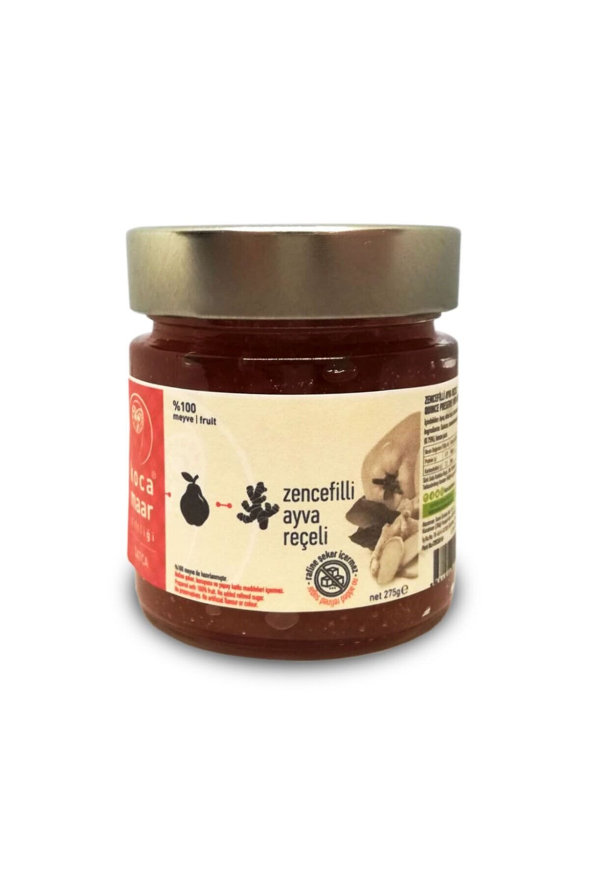 Kocamaar Çiftliği Şeker Ilavesiz Zencefilli Ayva Reçeli 275 gr