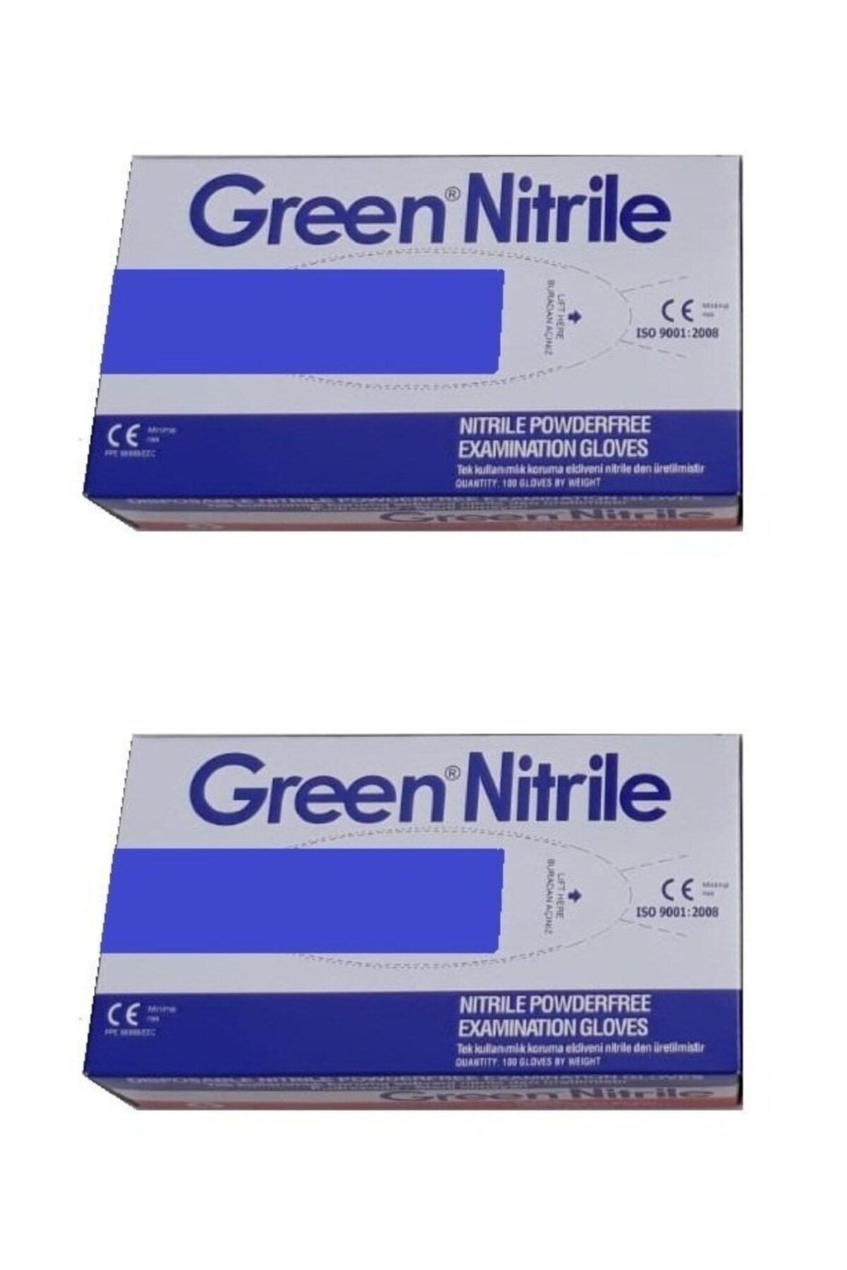 Green Nitril Mavi Pudrasız M Beden Muayene Eldiveni - Temizlik Eldiveni - (2 Kutu / 2 X 100 Adet)