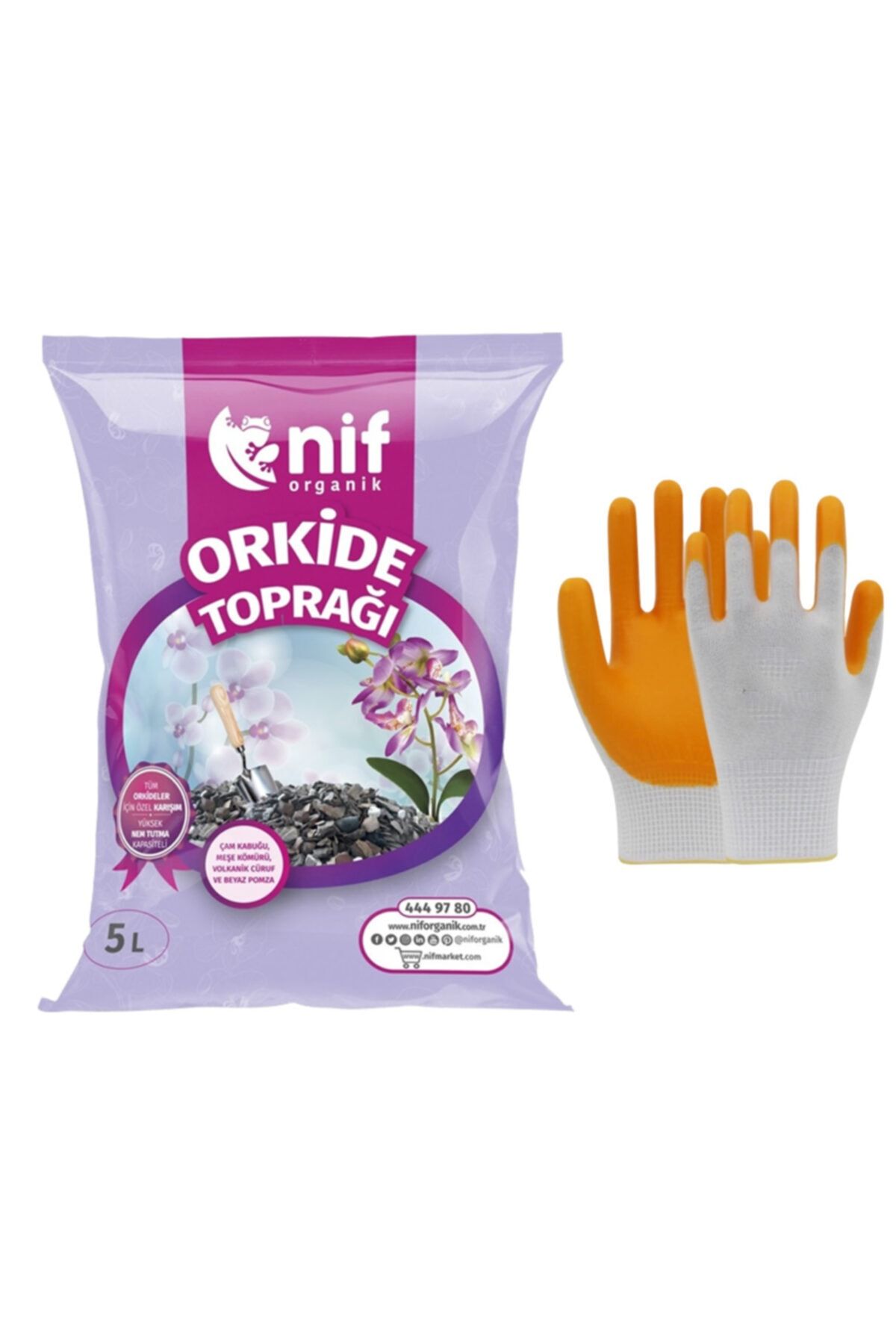 Nif Organik Nif Orkide Toprağı 5 Lt + Beybi Iş Eldiveni