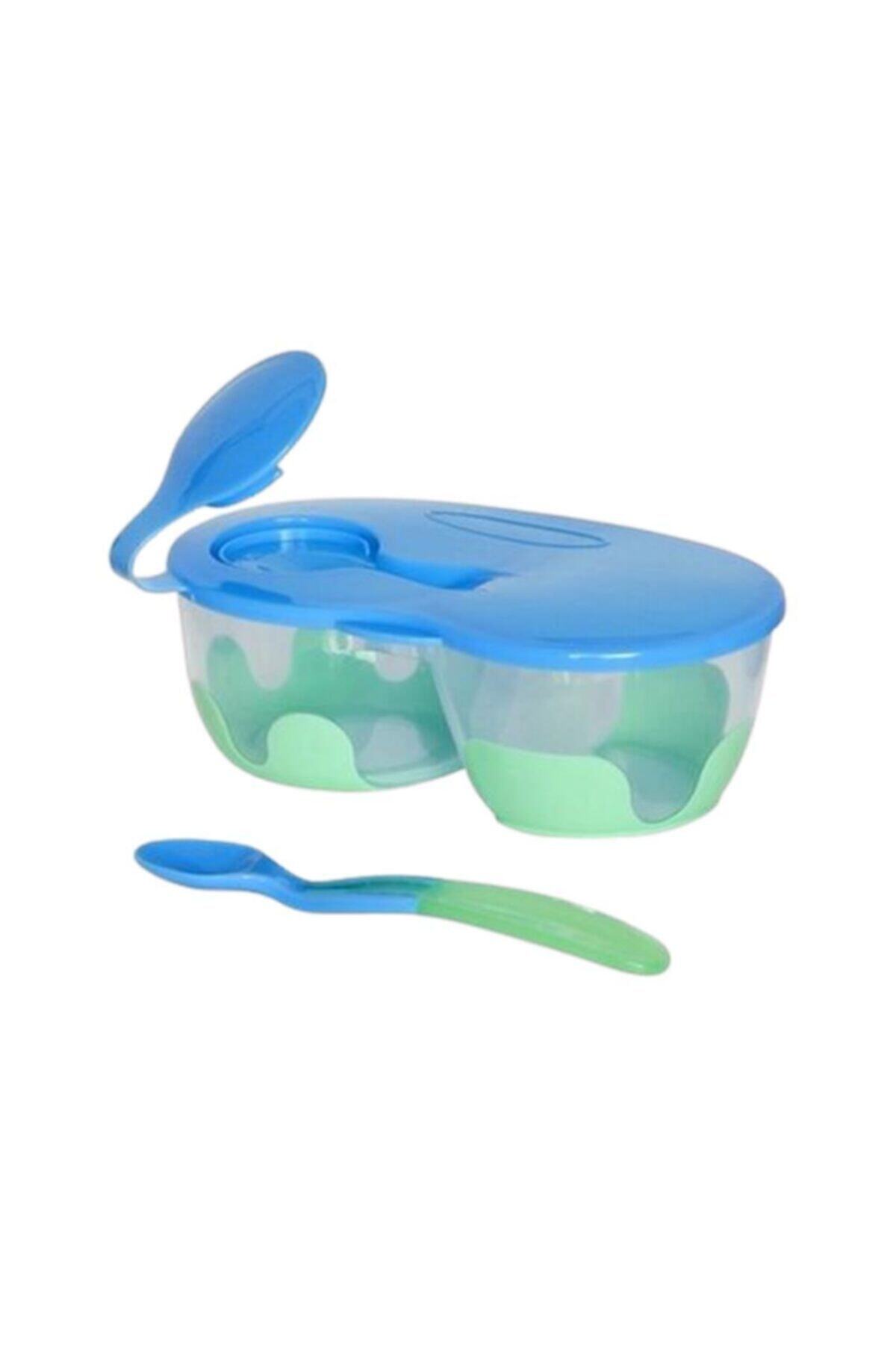 Bebedor Iki Bölmeli Tabak Ve Kaşık Mavi