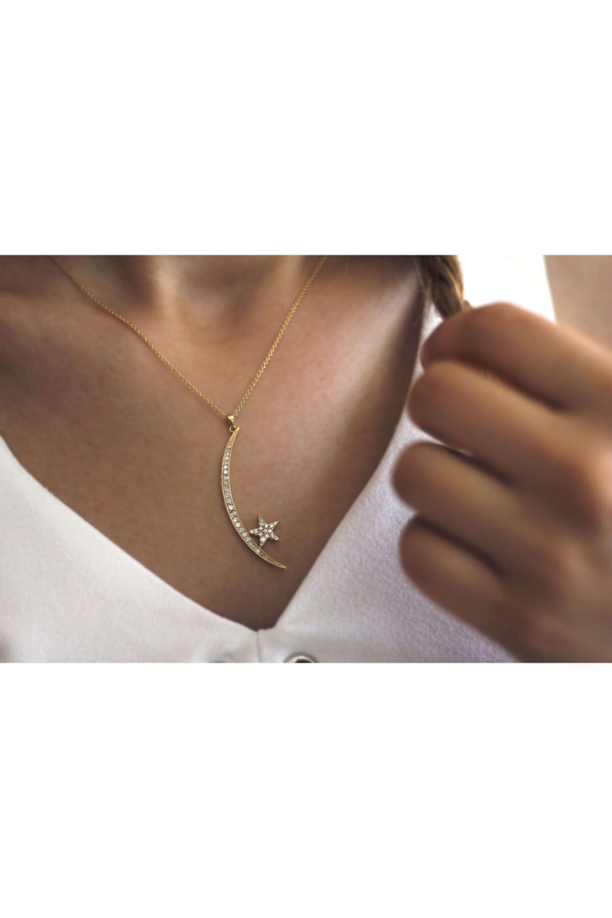 Barok Diamond Pırlantalı Ay Yıldız Kolye 0.59 Ct G Vs 18k