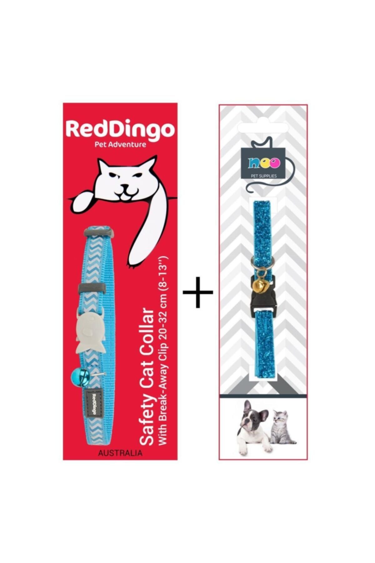 RedDingo Red Dingo Reflektörlü Ziggy Desenli Turkuaz Güvenli Kilit Boyun Tasması 12 Mm