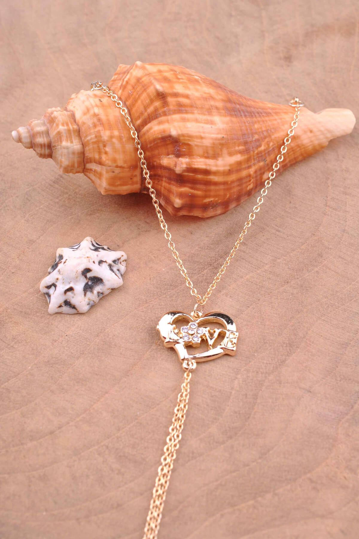 The Bety’s Accesories Kadın Kalp Ortası Love Yazılı Şahmeran SH10293
