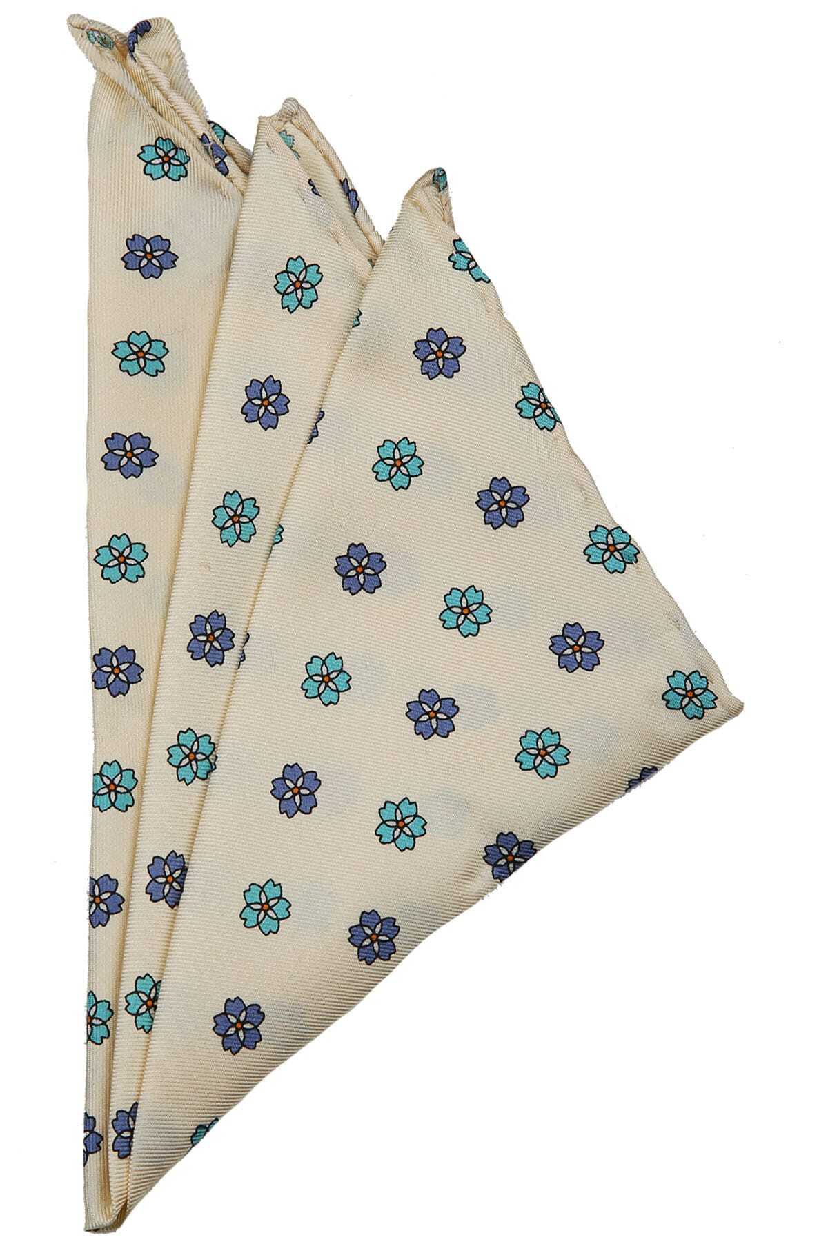 La Pescara Erkek Krem Motif Baskılı İpek Mendil SPS302 KRVT8690002221678