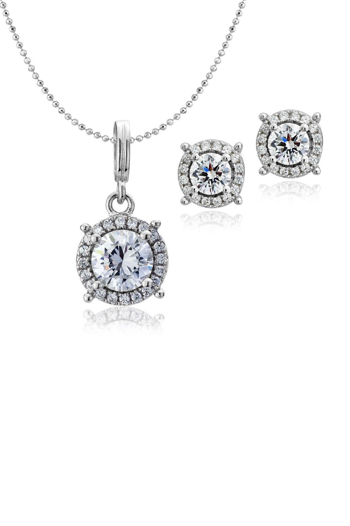Carat Laboratories Kadın 2,52 Carat Kolye Küpe Set CS20623