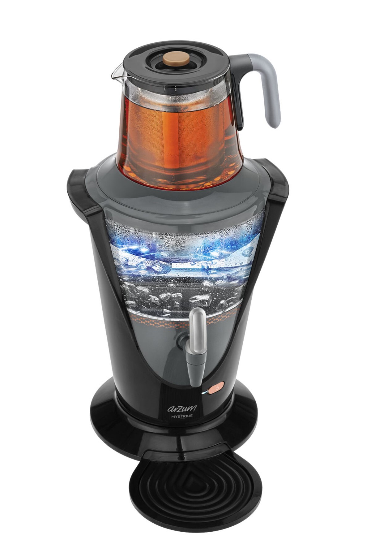 Arzum Mystique Cam Demlikli Semaver Siyah 1500W AR399