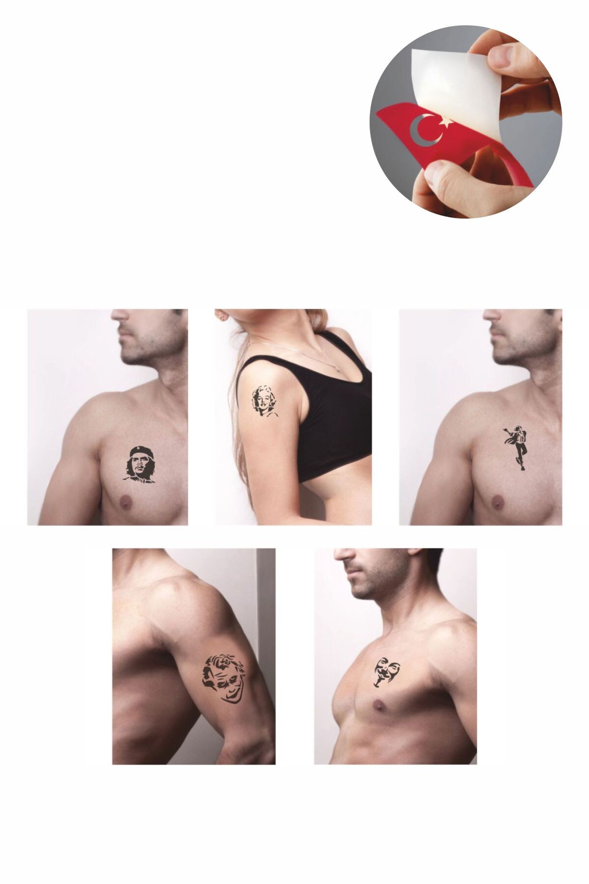 ONE SPRAY TATTOO Efsane Ünlüler Geçici Dövme Seti Dark Sprey Ve 5 Desen