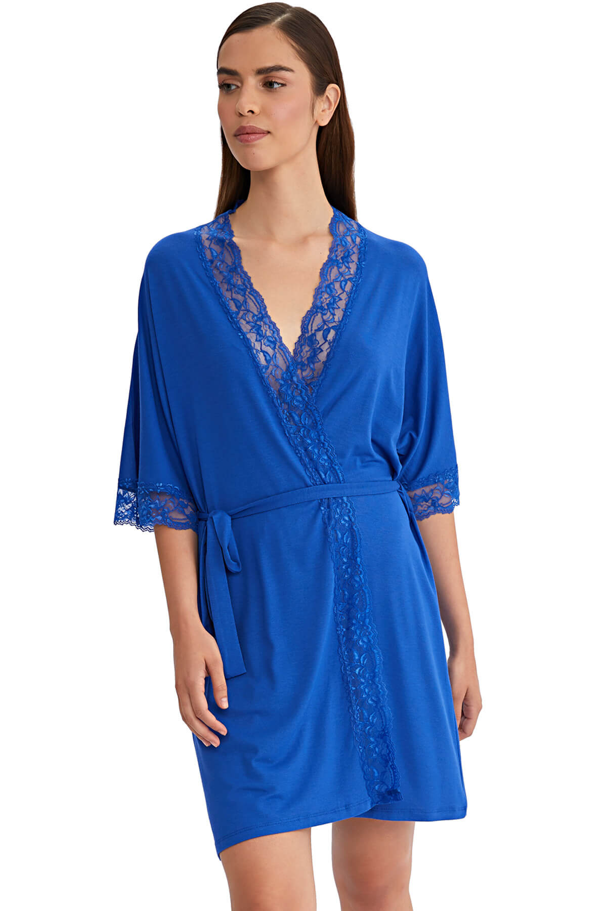 AYYILDIZ Kadın Saks Dantelli Sabahlık 59441