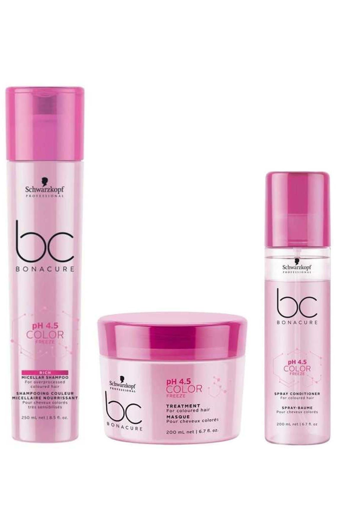 SCHWARZKOPF HAIR MASCARA BC Renk Koruma Zengin Bakım Şampuanı 250 ml + Maske 200 ml + Sprey Krem 200 ml 4045787421042