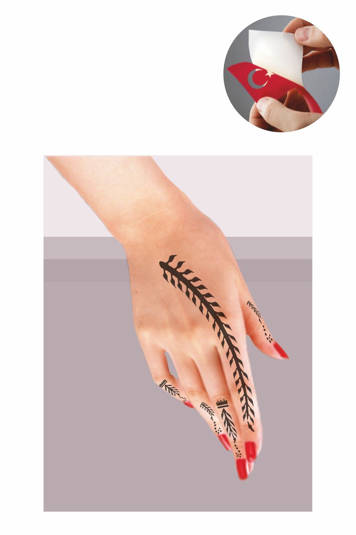 ONE SPRAY TATTOO Başak Filiz Deseni Geçici Dövme Seti Siyah Sprey Ve 5 Desen
