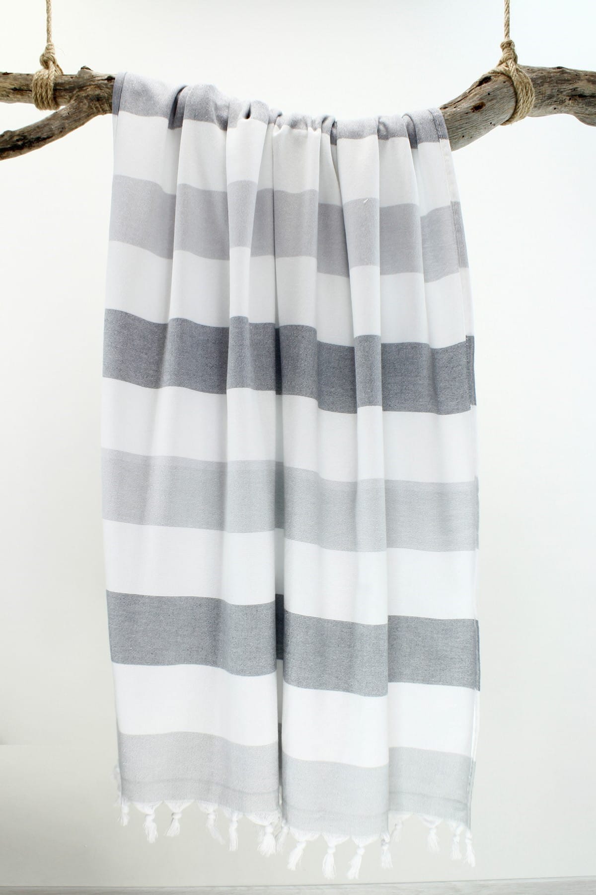 Bedinn Peştemal Havlu Stripe Gri-Antrazit-Beyaz Pst179