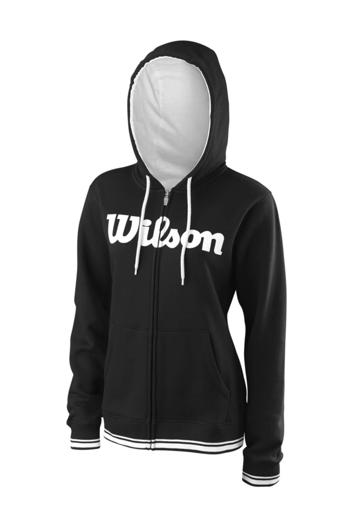 Wilson Team Script FZ Hoody Kadın Kapşonlu Siyah-Beyaz ( WRA76670