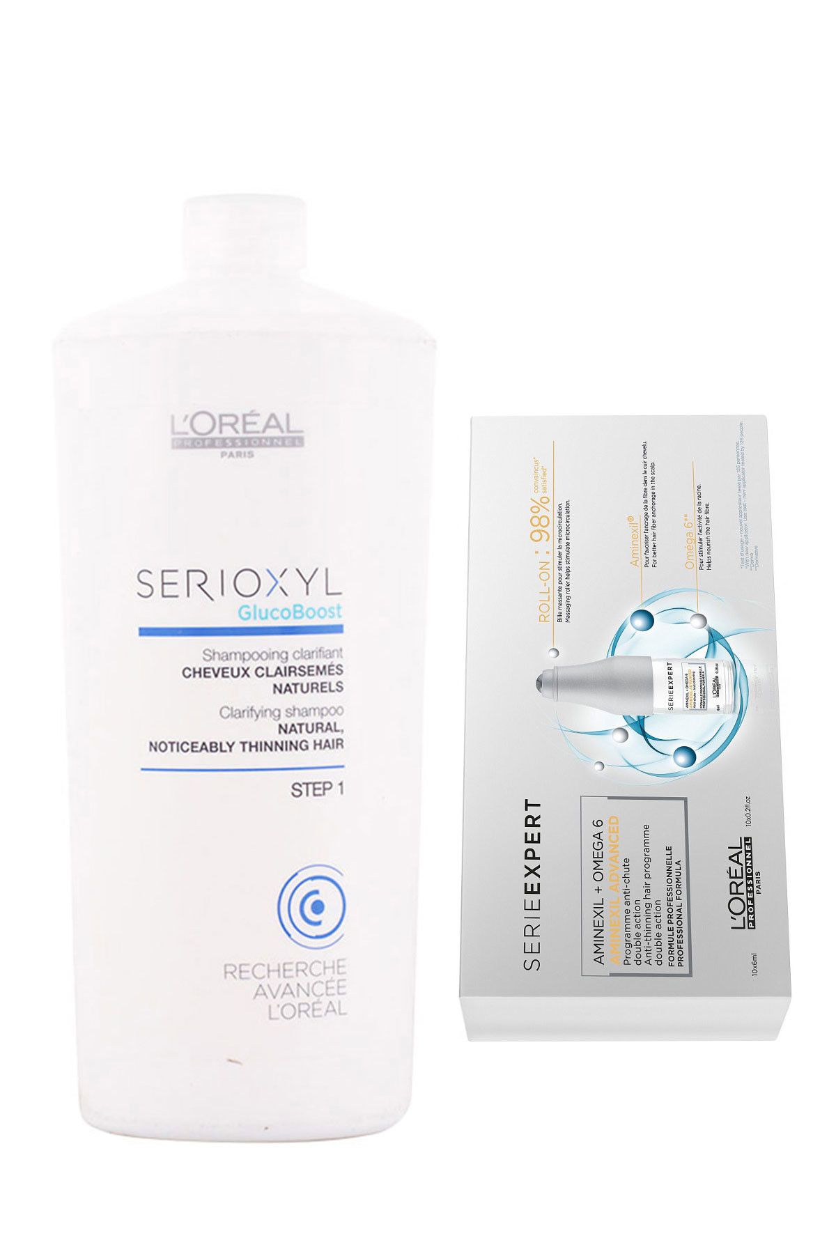 L'oreal Professionnel Doğal Saçlar İçin Arındırıcı  Şampuan 1000 ml + Dökülme Karşıtı - Aminexil 10x6 Serum 2840095017028
