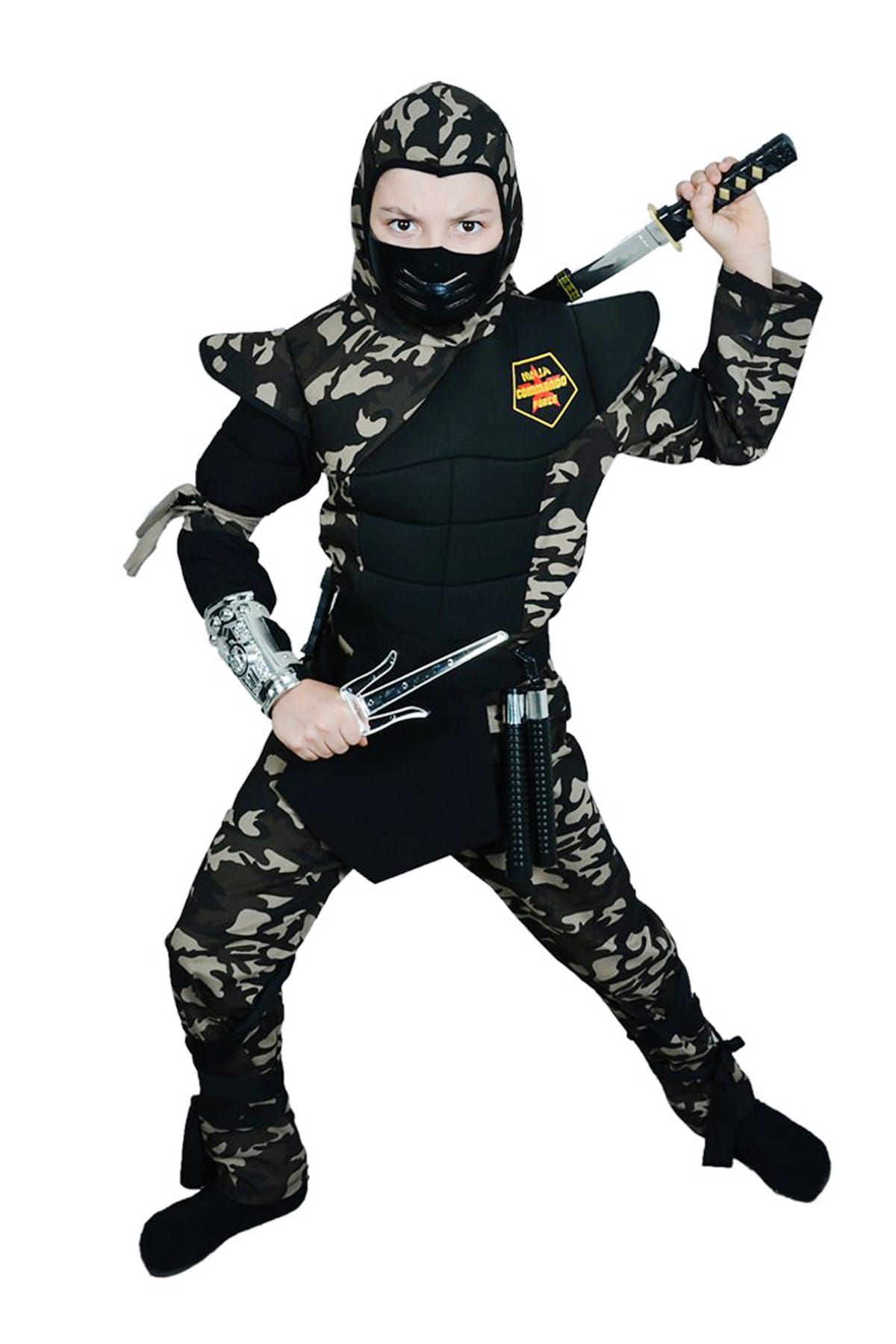 Kullan At Market Askeri Komando Ninja Çocuk Kostümü Lüks 5-6 Yaş