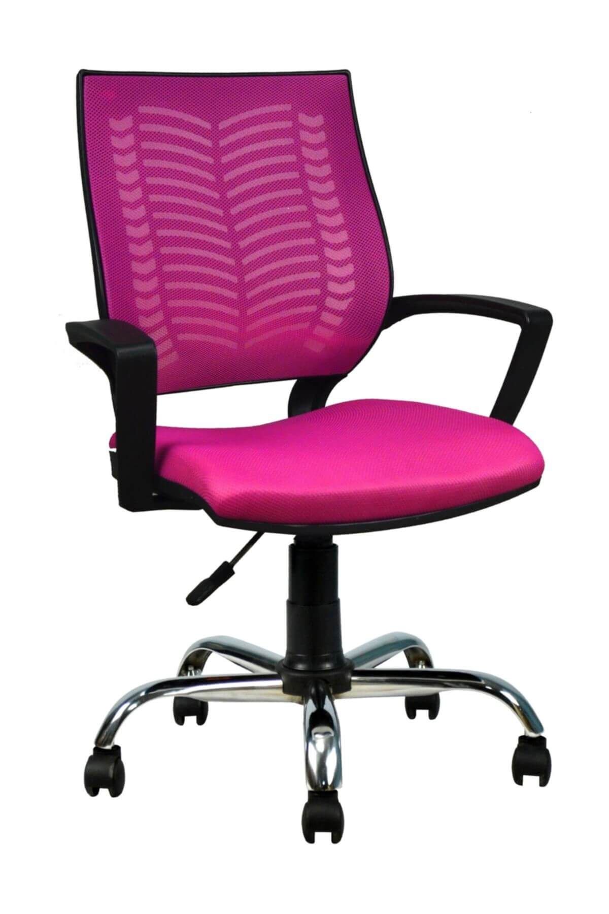 Bürocci Tina Metal Ayaklı Çalışma Koltuğu Pembe