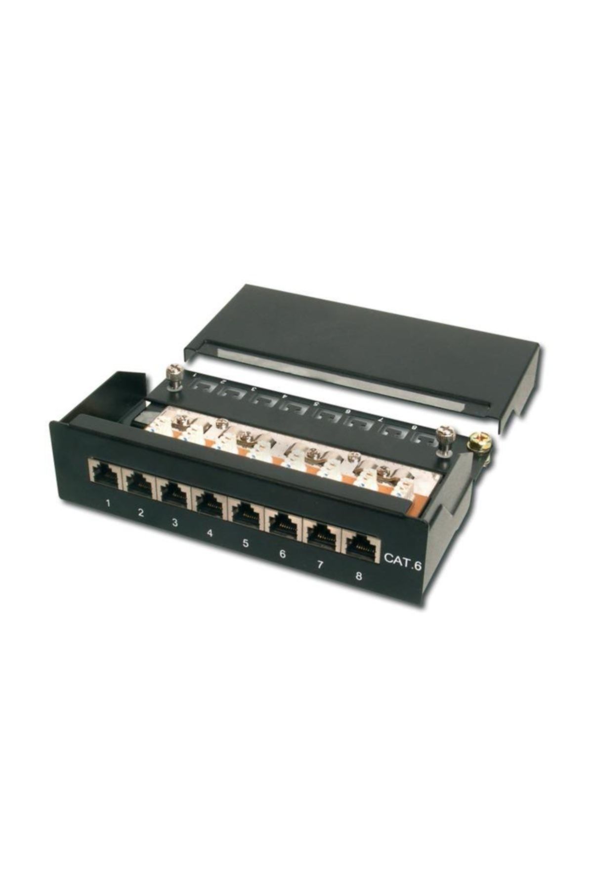 Assmann Digitus 8 Port CAT 6 Patch Panel, Class E, masaüstü tip, zırhlı, siyah renk