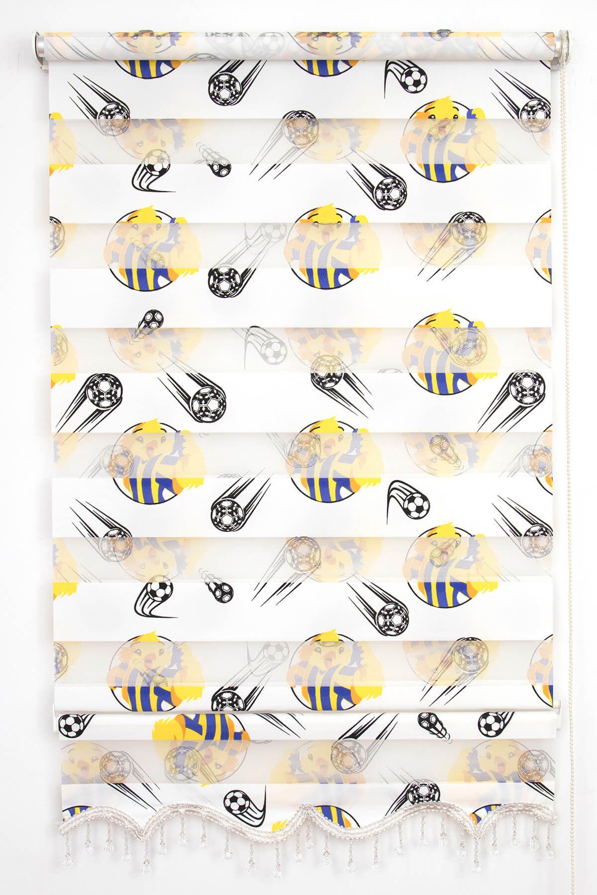 Tengo 100X200 Tengo Zebra Perde  Fenerbahçe Çocuk ve Genç Odası Etekli Boncuklu Stor