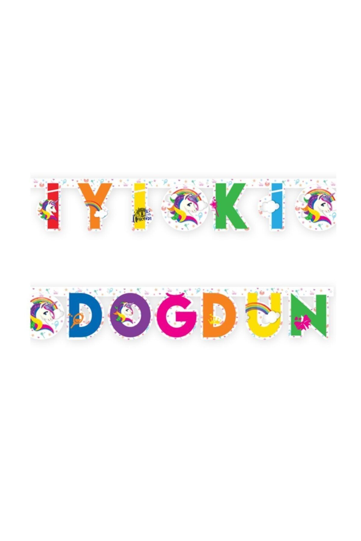 Parti Station Unicorn Renkli Iyi Ki Doğdun Yazısı