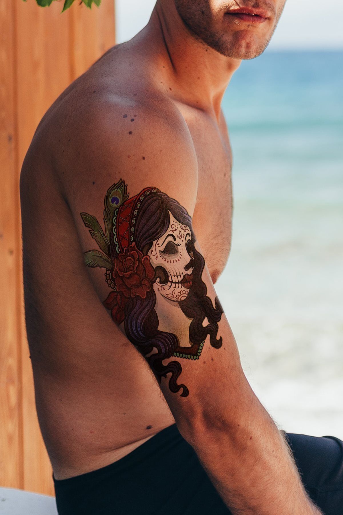 TAKIŞTIR Geçici Kadın Ve Gül Modelli Dövme Tattoo