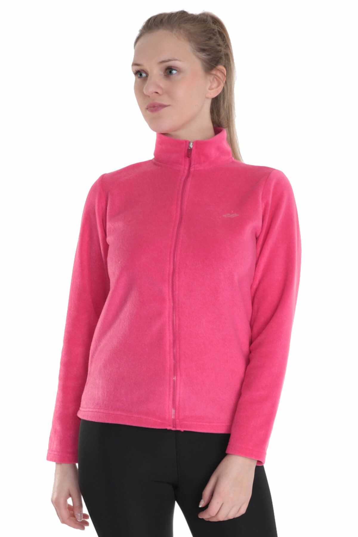 Sportive Kadın Fermuarlı Pembe Polar Sweatshirt - 620030-0PN
