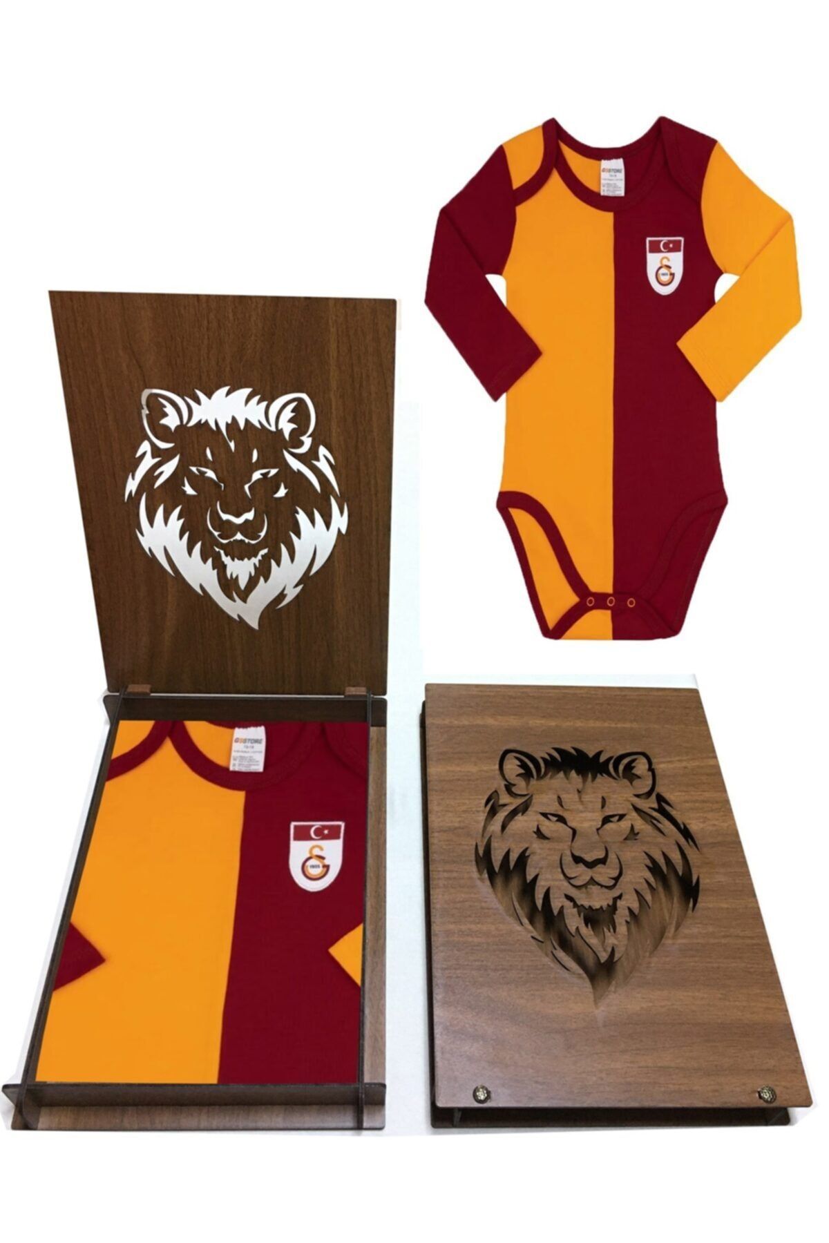 GSStore Galatasaray Bebek Metin Oktay Lisanslı Uzun Kollu Body Hediye Aslan  Ahşap Kutulu