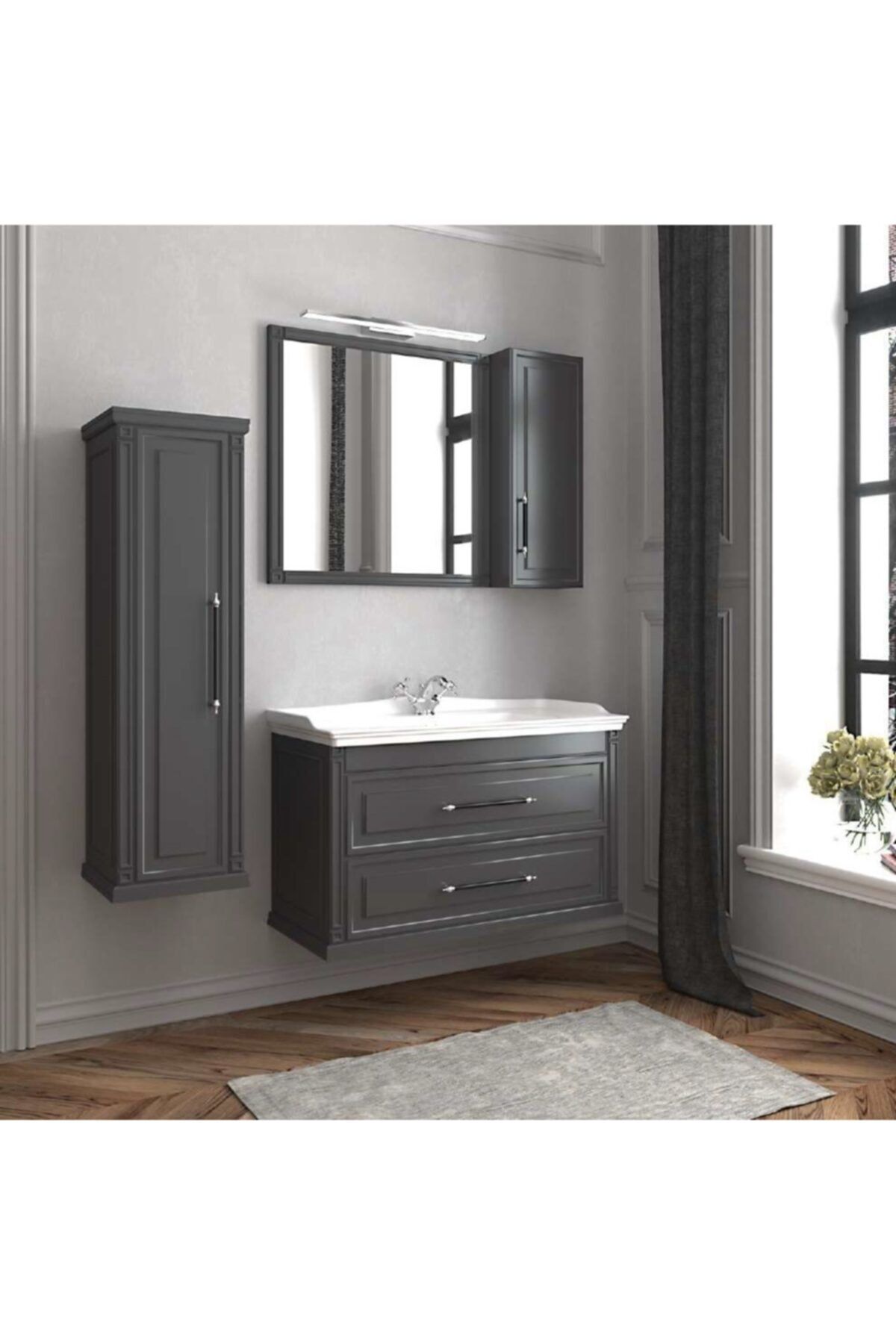 DENKO Albatros Mdf Üzeri Lake Banyo Dolabı Takımı Ve Boy Dolabı 100 cm