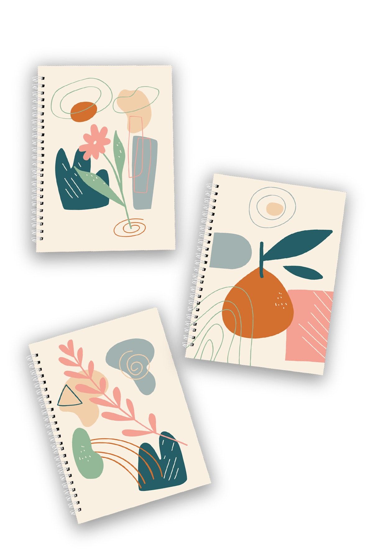 CoNotes 3'lü Spiralli Kareli Defter Seti - Flowers Series A5 (15X21CM)