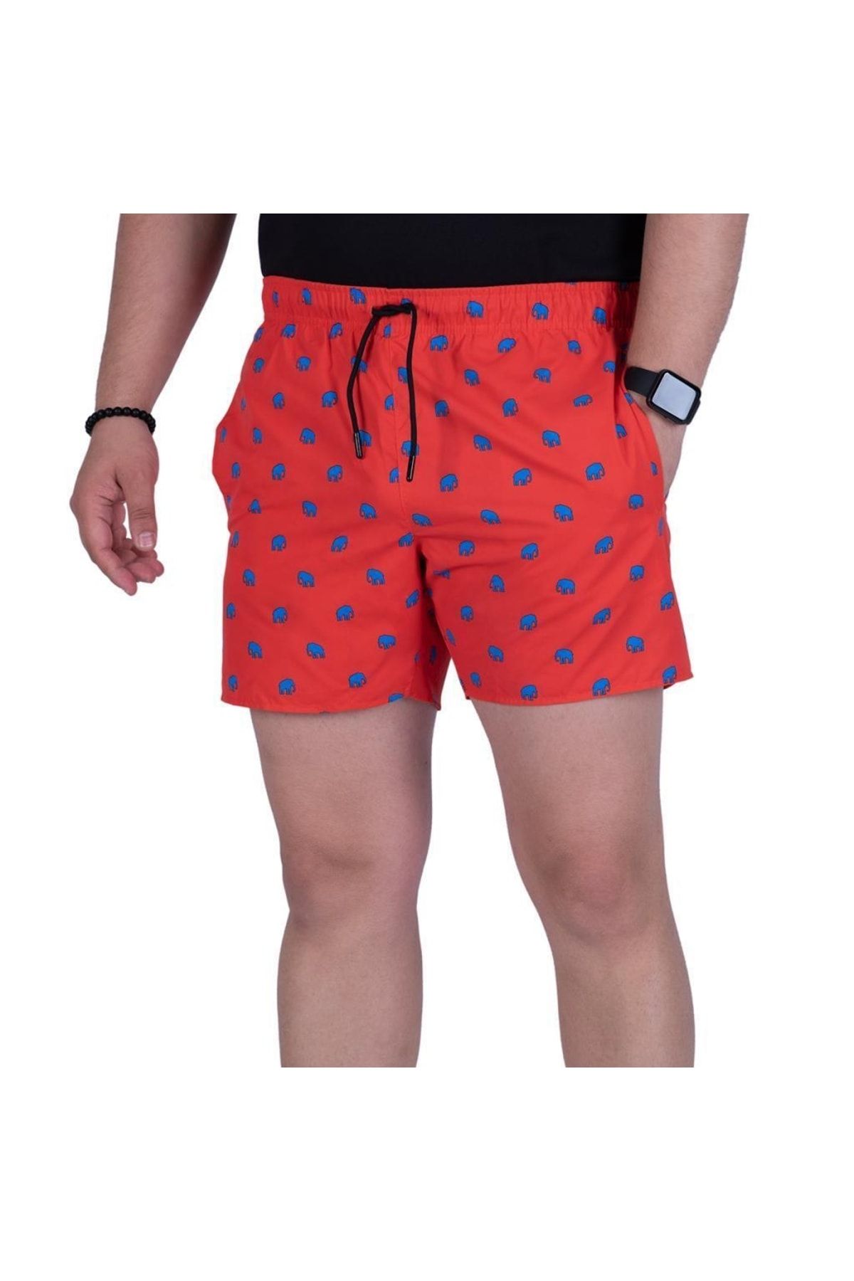 Exuma 1315078 Men s Red Elephant Patterned Swim Shorts Trendyol